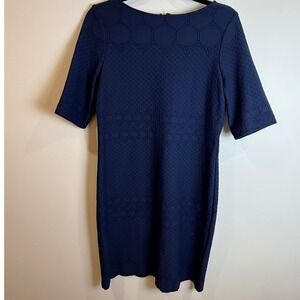 Julia Jordan Navy Blue Textured Circle Lace Sheath Dress 30870X